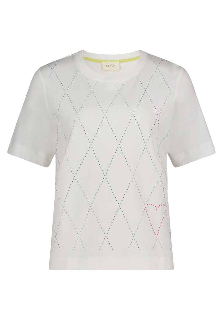 Cartoon Damen T-Shirts Patch Cream/Pin