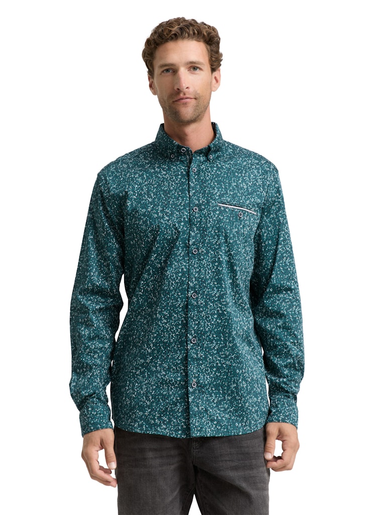 Tom Tailor Herren Hemden lang Green Irregular