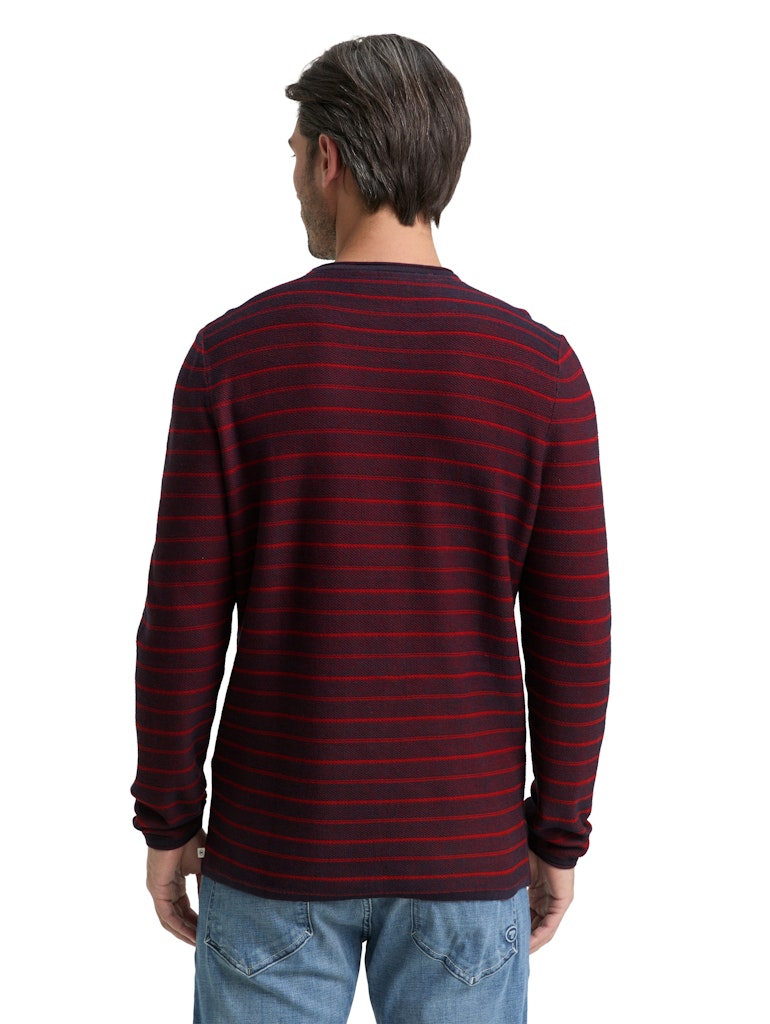 Tom Tailor Herren Pullover Red Navy Stripe