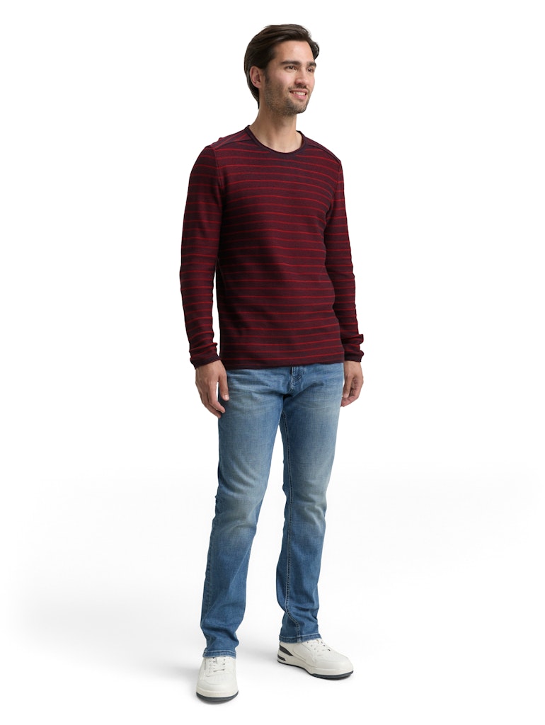 Tom Tailor Herren Pullover Red Navy Stripe