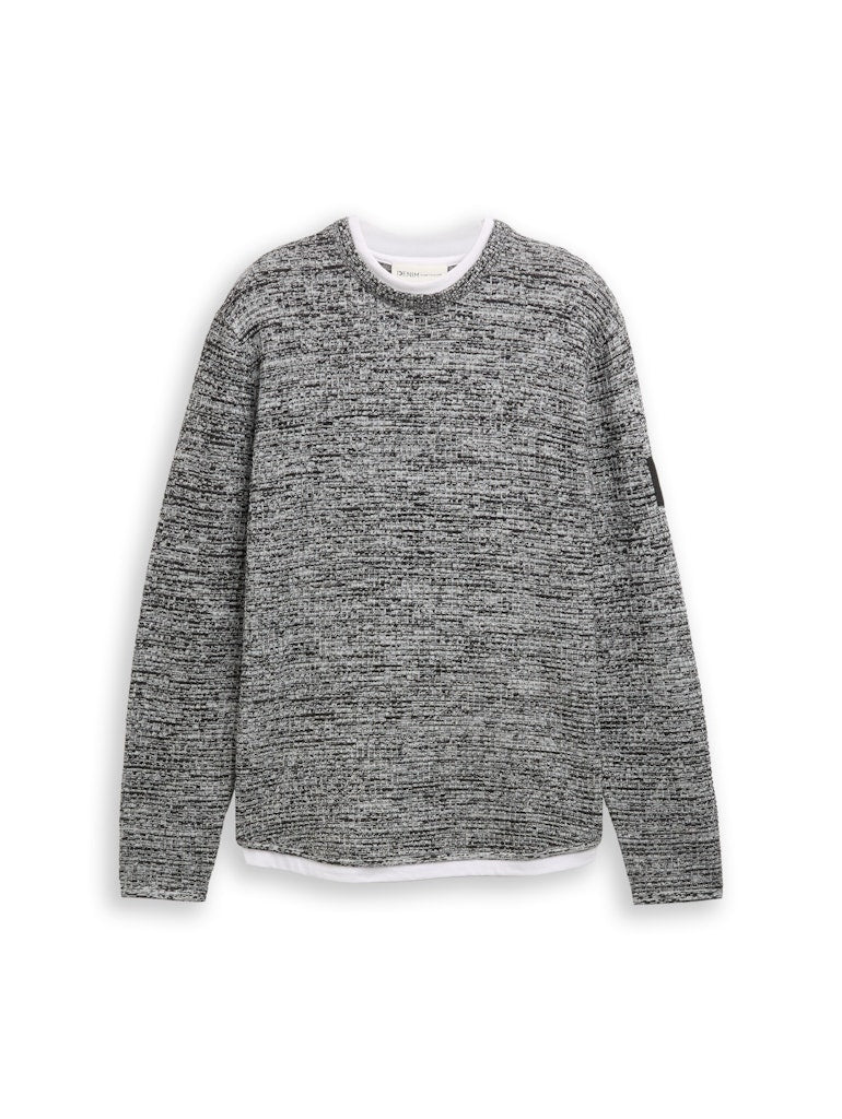 Tom Tailor denim Herren Pullover Black White Mou