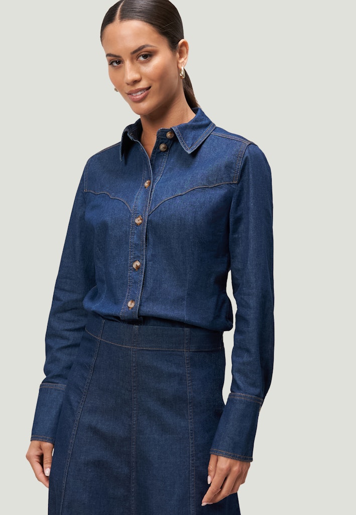 Zero Damen Blusen Dark Blue Denim
