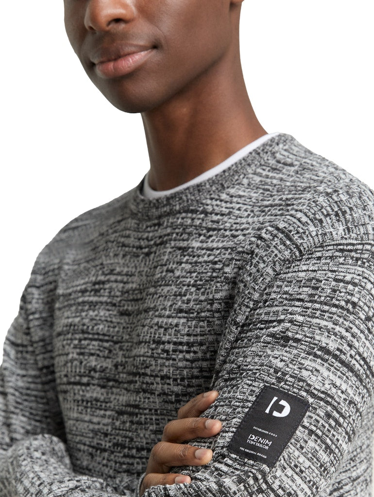 Tom Tailor denim Herren Pullover Black White Mou