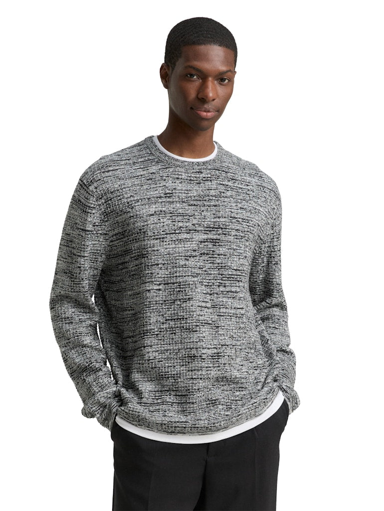 Tom Tailor denim Herren Pullover Black White Mou