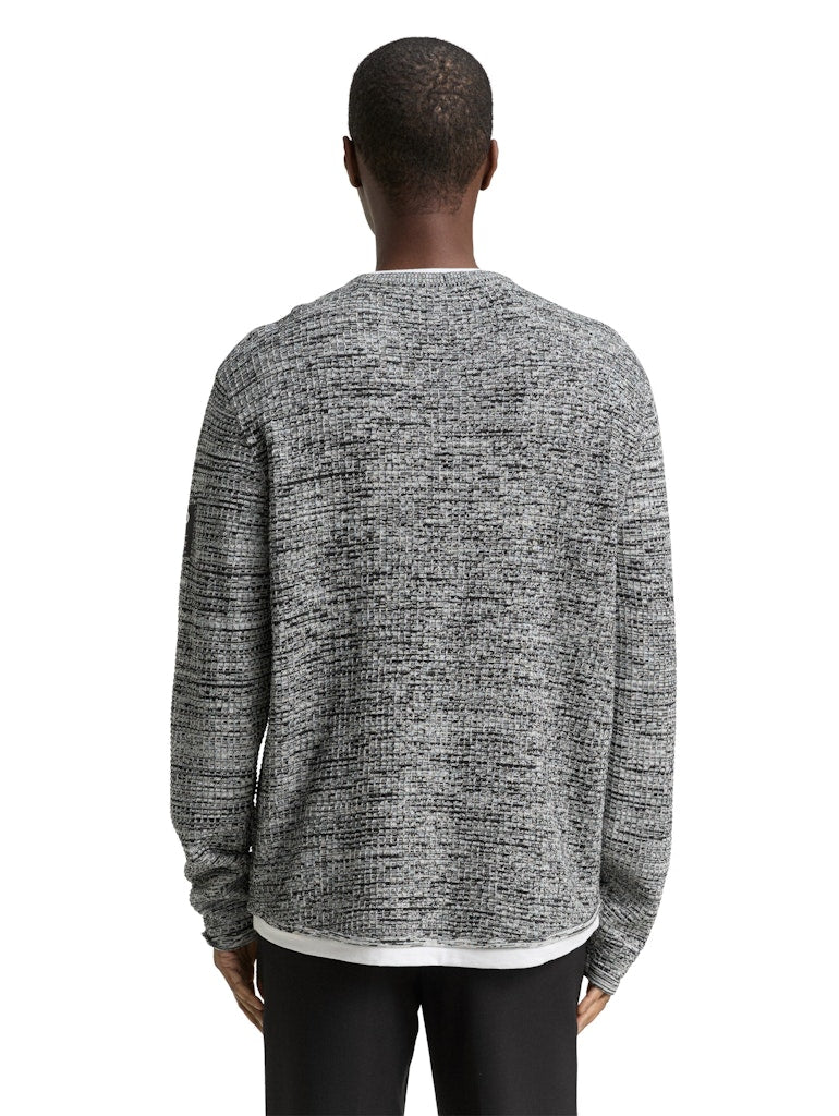Tom Tailor denim Herren Pullover Black White Mou