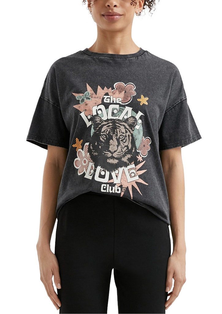 QS by S.Oliver Damen T-Shirts Grey/Black