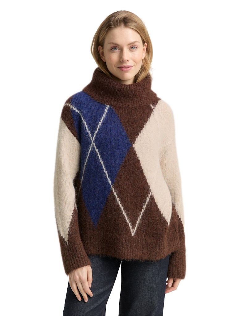Tom Tailor Damen Pullover Brown Blue Argy