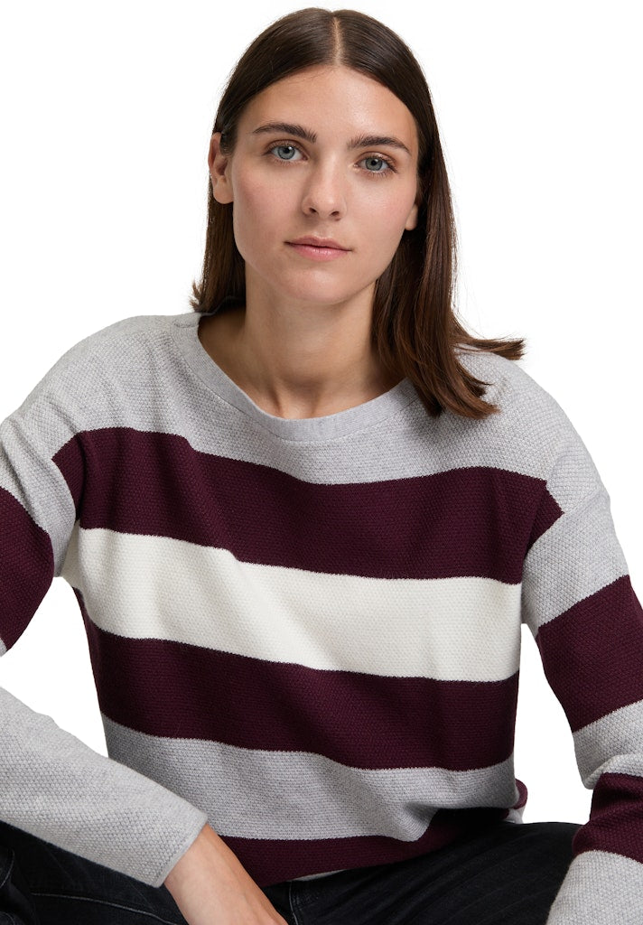 Betty & Co Damen Pullover Grey/Dark Red