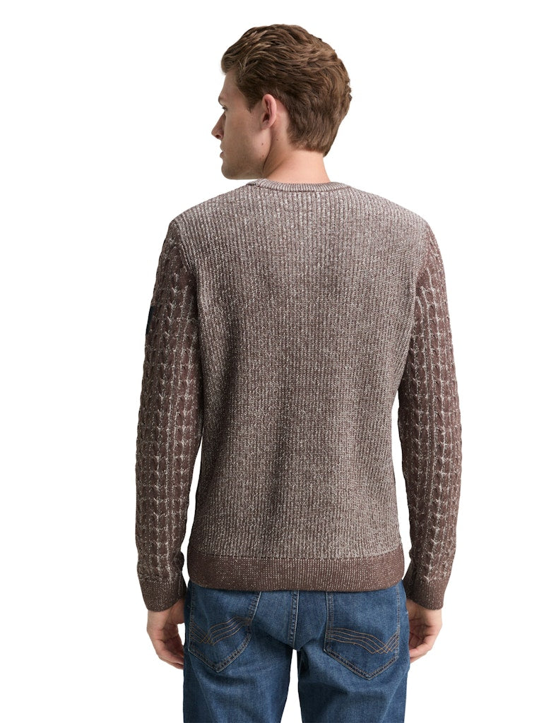 Tom Tailor Herren Pullover Brown Offwhite