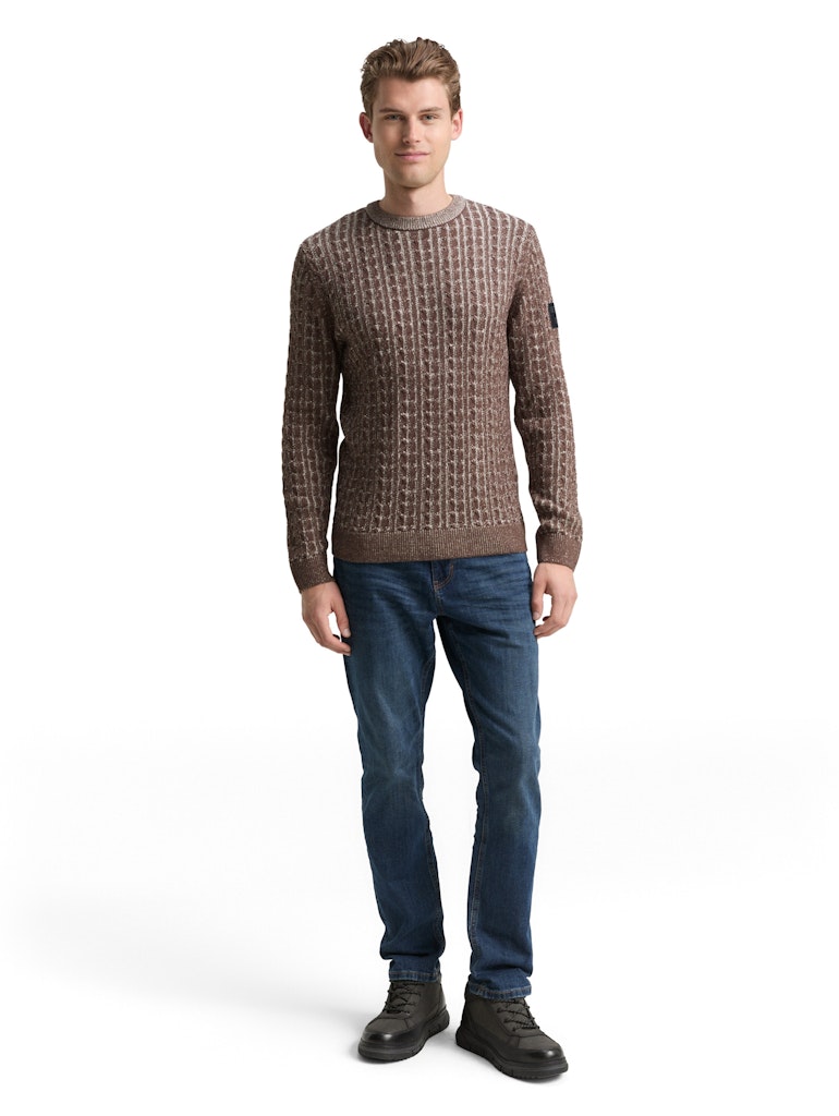 Tom Tailor Herren Pullover Brown Offwhite