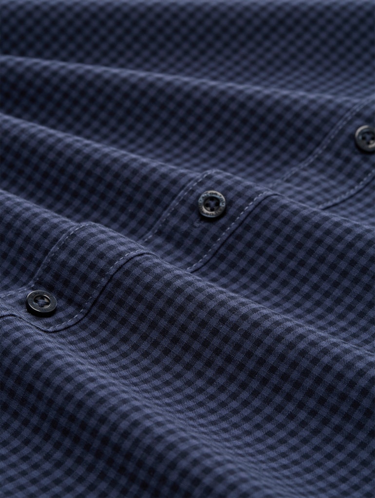 Tom Tailor Herren Hemden lang Blue Vichy Chec