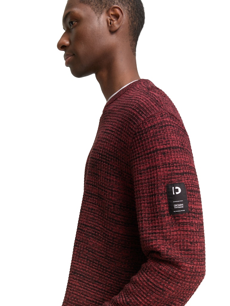 Tom Tailor denim Herren Pullover Burned Red Blac