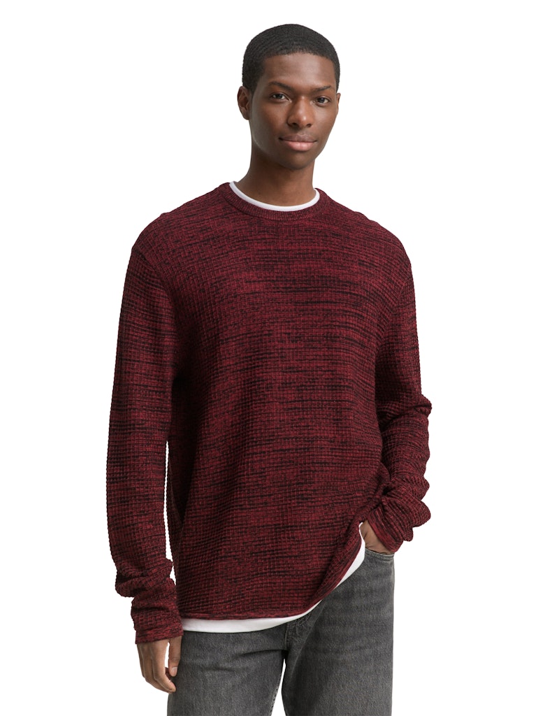 Tom Tailor denim Herren Pullover Burned Red Blac