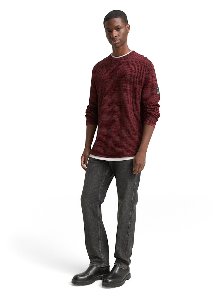 Tom Tailor denim Herren Pullover Burned Red Blac