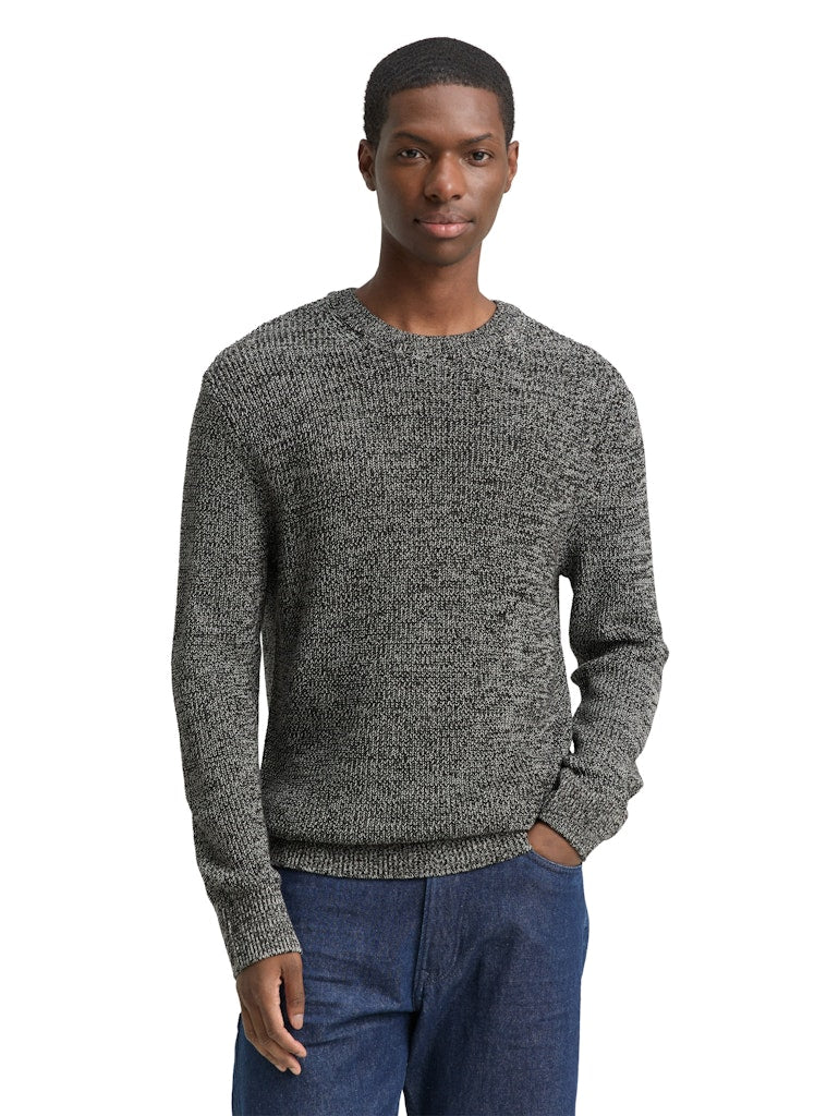 Tom Tailor denim Herren Pullover Black White Mou