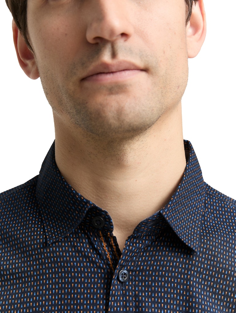 Tom Tailor Herren Hemden lang Navy Mini Spike