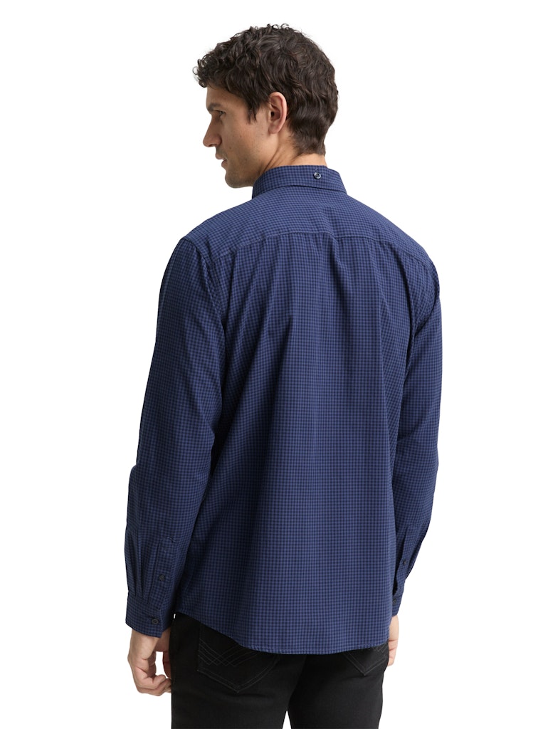 Tom Tailor Herren Hemden lang Blue Vichy Chec