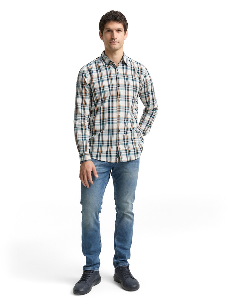 Tom Tailor Herren Hemden lang White Multicolo