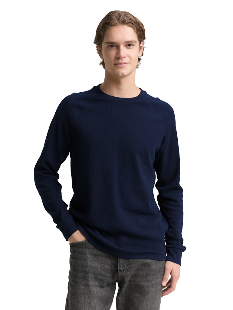 Tom Tailor denim Herren T-Shirts lang Sky Captain Blu