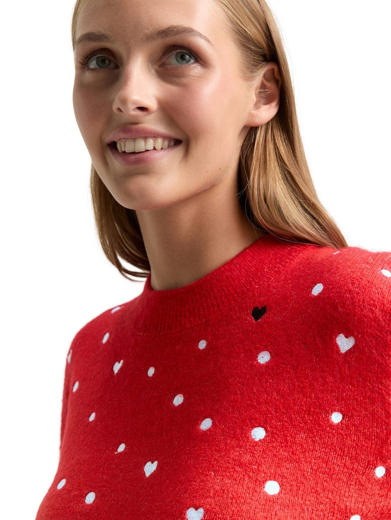 Tom Tailor denim Damen Pullover Red With Hearts