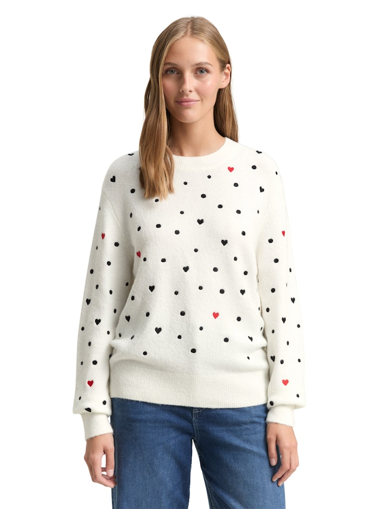 Tom Tailor denim Damen Pullover White Black Dot