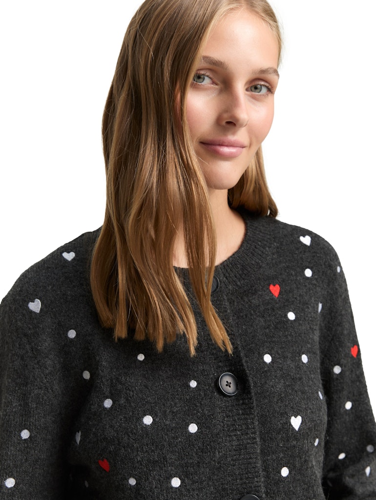 Tom Tailor denim Damen Strickjacken Grey White Dots