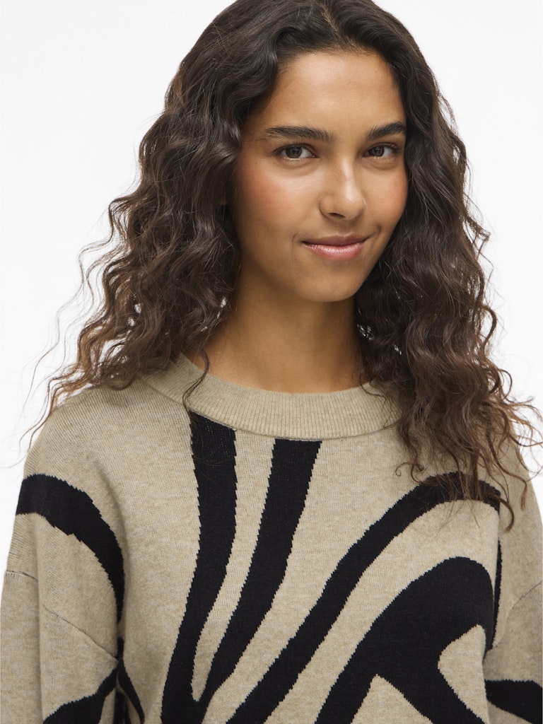 Vila Damen Pullover Natural Melange