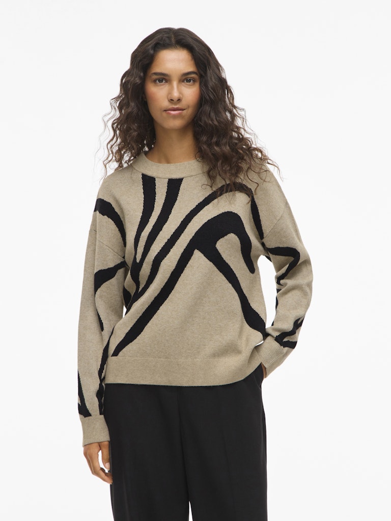 Vila Damen Pullover Natural Melange