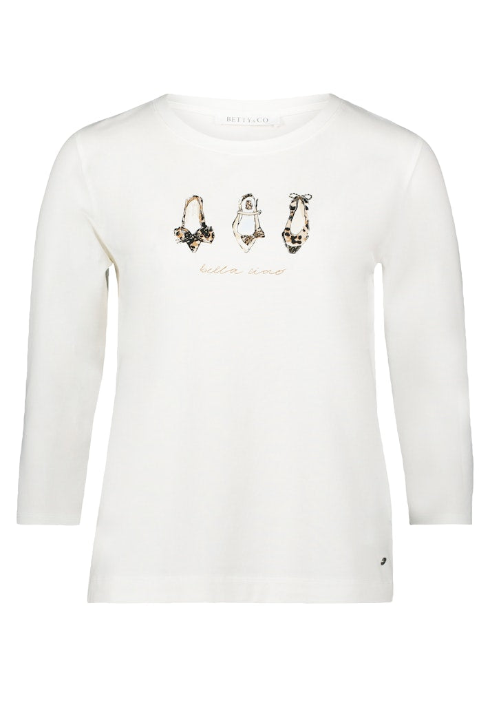Betty & Co Damen T-Shirts Patch Cream/Bla