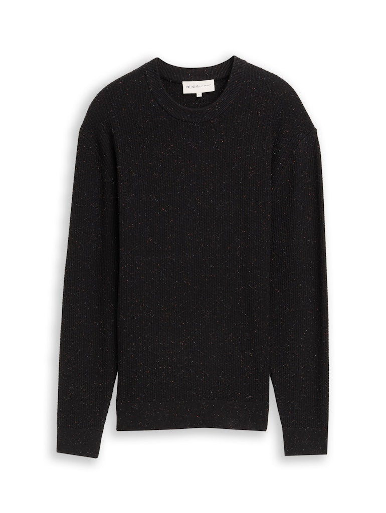 Tom Tailor denim Herren Pullover Black Multicolo