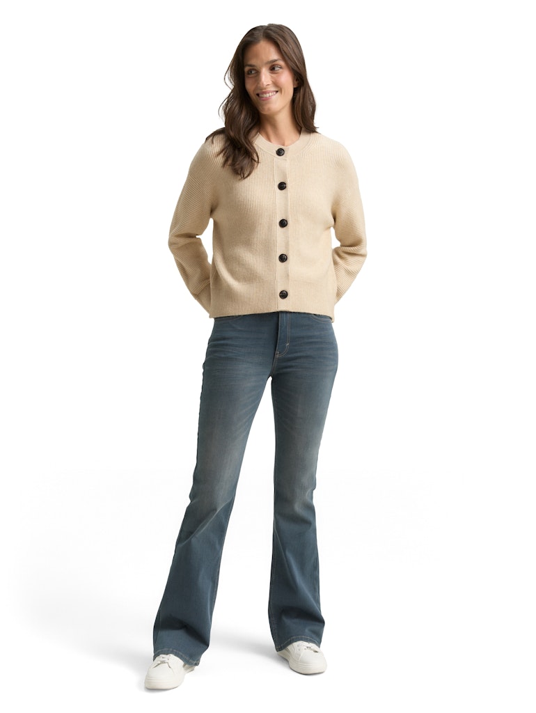 Tom Tailor Damen Strickjacken Sand Stone Beig