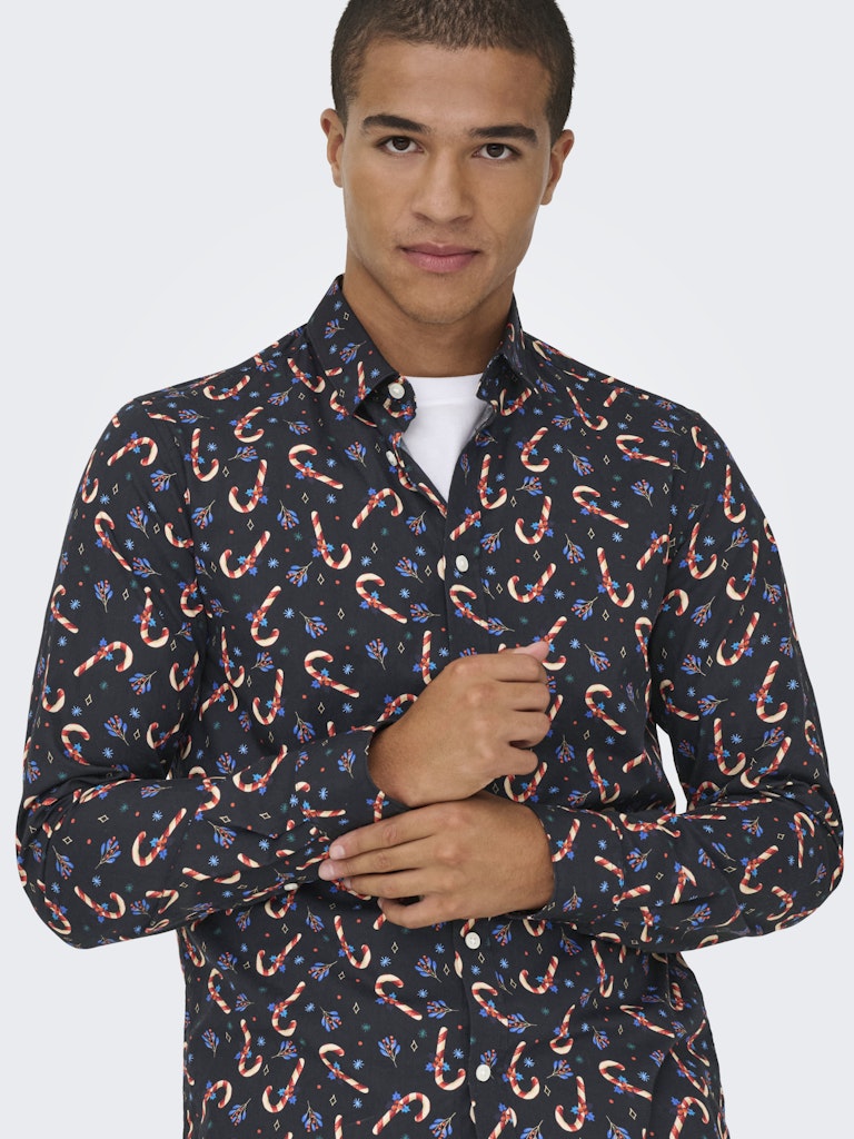 Only & Sons Herren Hemden lang Black/Candycane