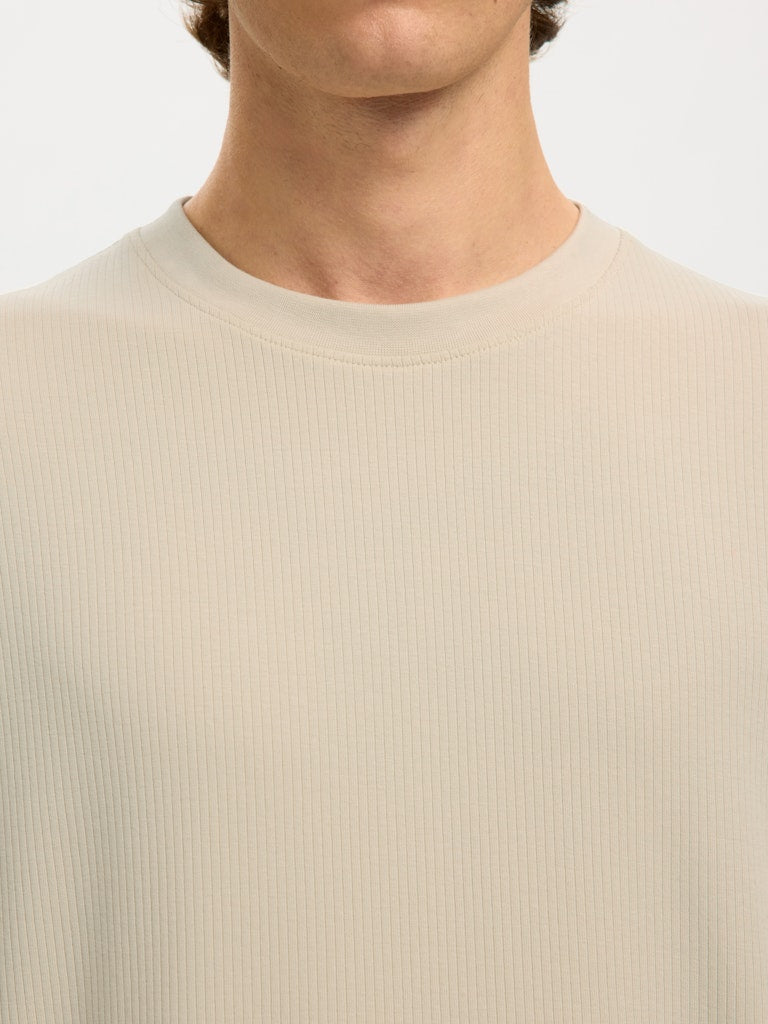 Selected homme Herren T-Shirts kurz Oatmeal