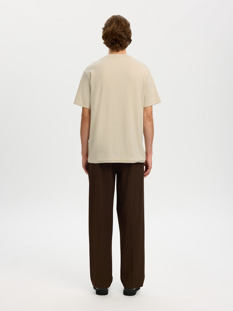 Selected homme Herren T-Shirts kurz Oatmeal