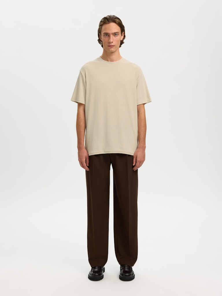 Selected homme Herren T-Shirts kurz Oatmeal