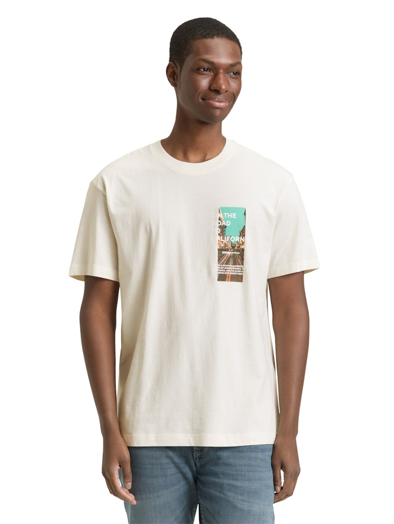 Tom Tailor denim Herren T-Shirts kurz Wool White