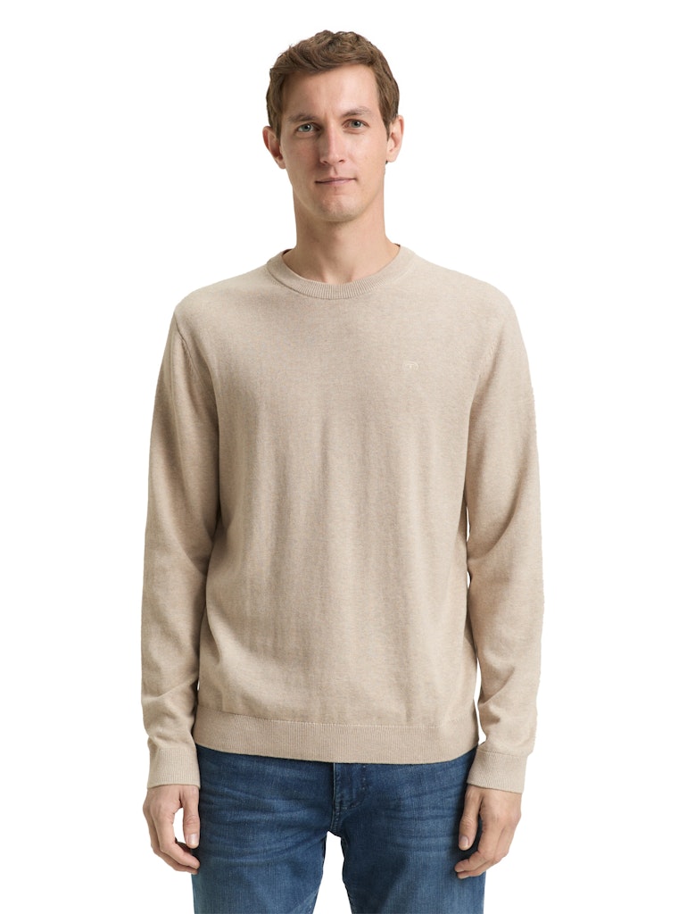 Tom Tailor Herren Pullover Cashew Beige Me