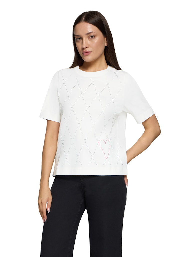 Cartoon Damen T-Shirts Patch Cream/Pin