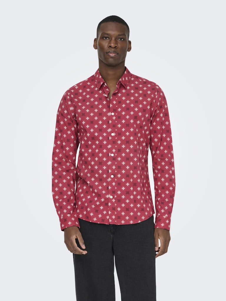 Only & Sons Herren Hemden lang Karanda Red/Sta