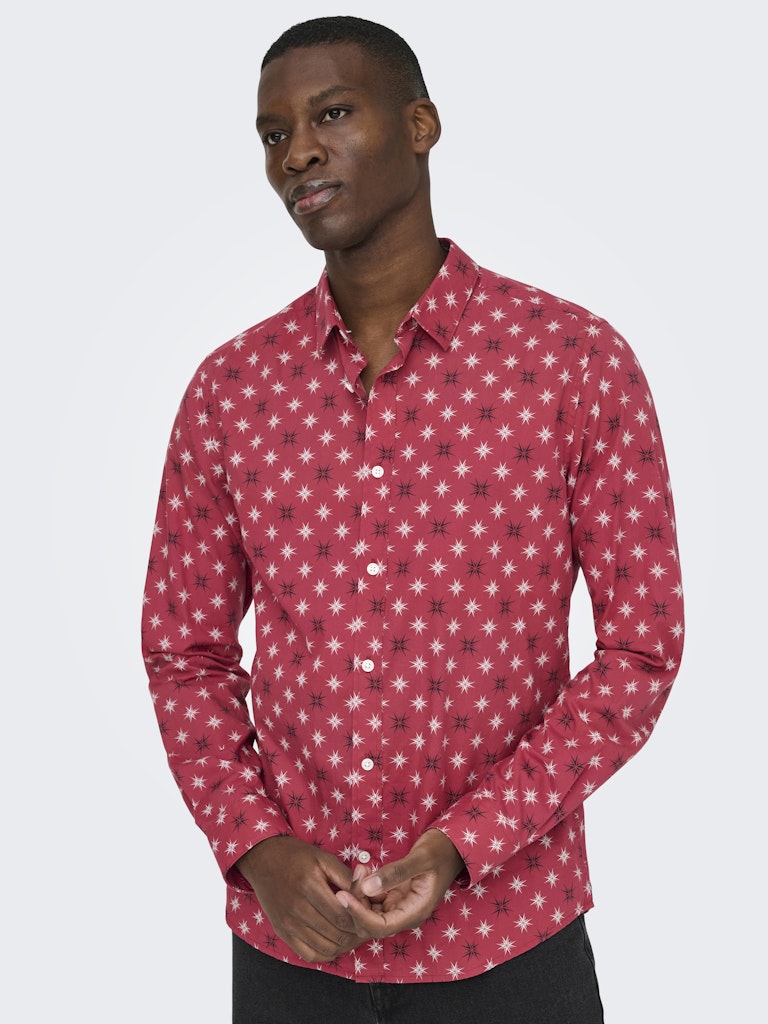 Only & Sons Herren Hemden lang Karanda Red/Sta