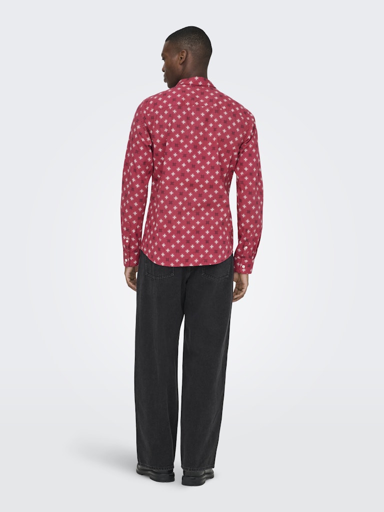 Only & Sons Herren Hemden lang Karanda Red/Sta