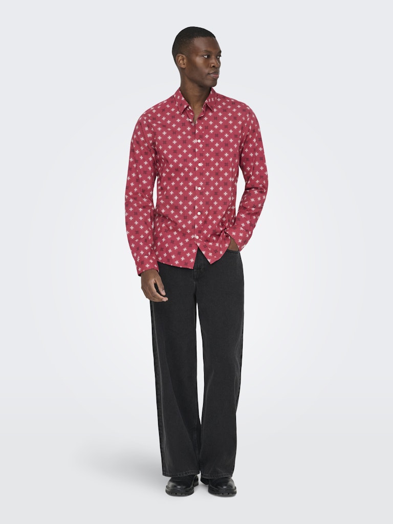 Only & Sons Herren Hemden lang Karanda Red/Sta