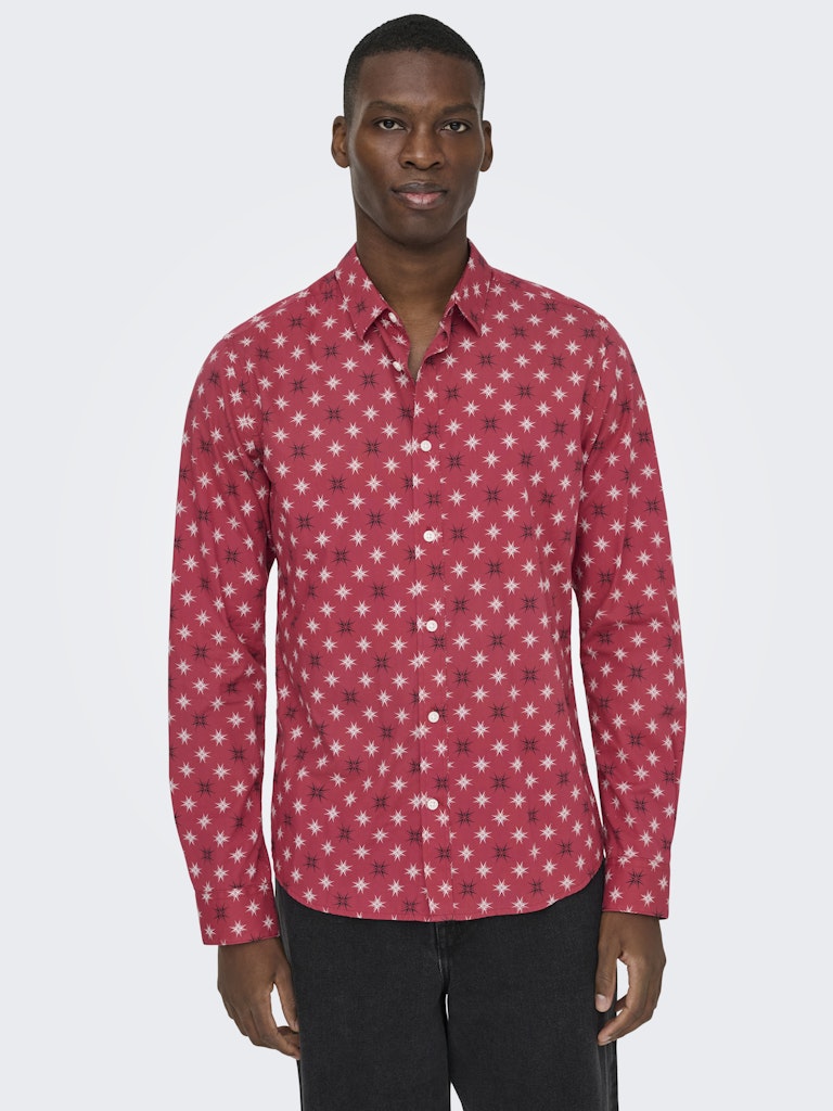 Only & Sons Herren Hemden lang Karanda Red/Sta