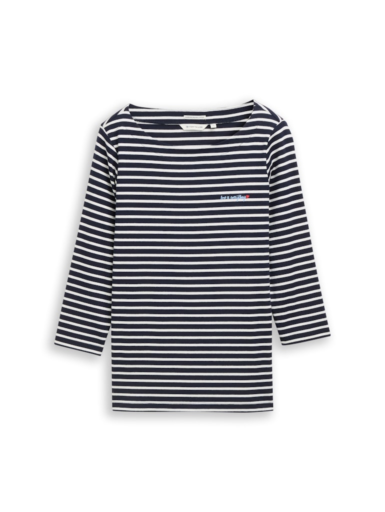 Tom Tailor Damen Tops Navy Blue Offwh