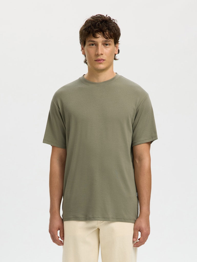 Selected homme Herren T-Shirts kurz Vetiver