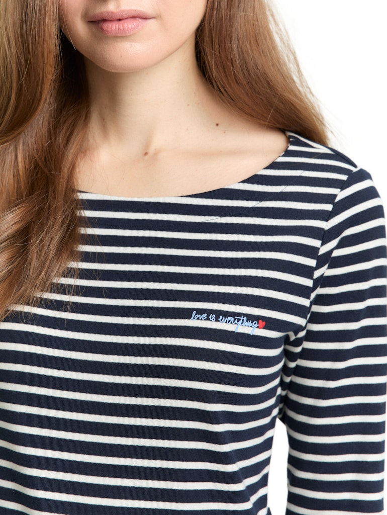 Tom Tailor Damen Tops Navy Blue Offwh