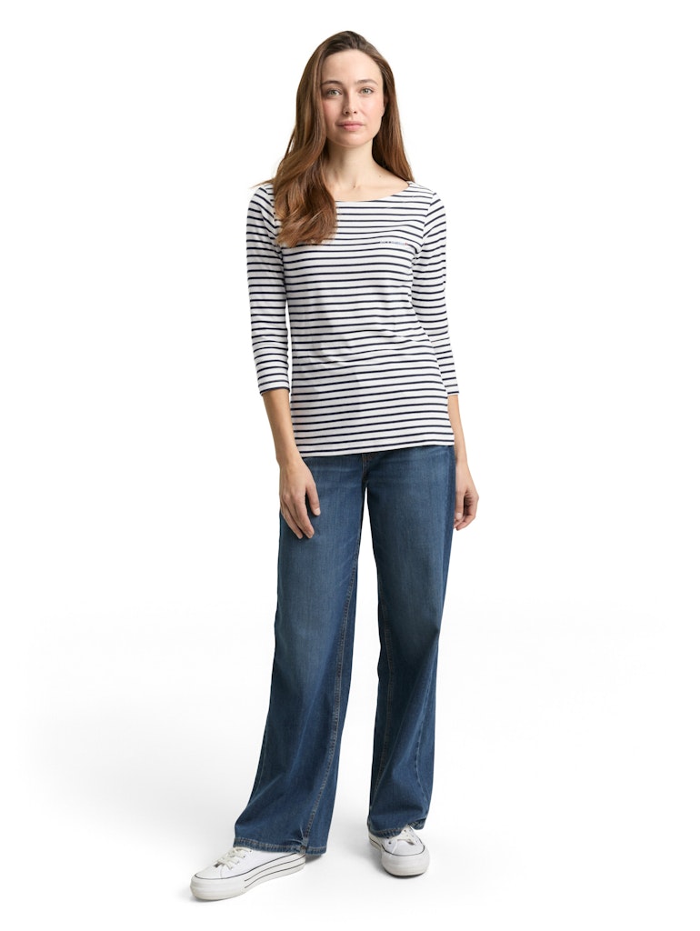 Tom Tailor Damen Tops Offwhite Navy B