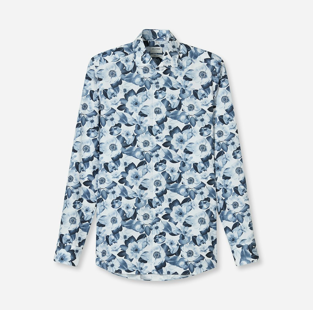 Olymp Herren Hemden lang  Bleu