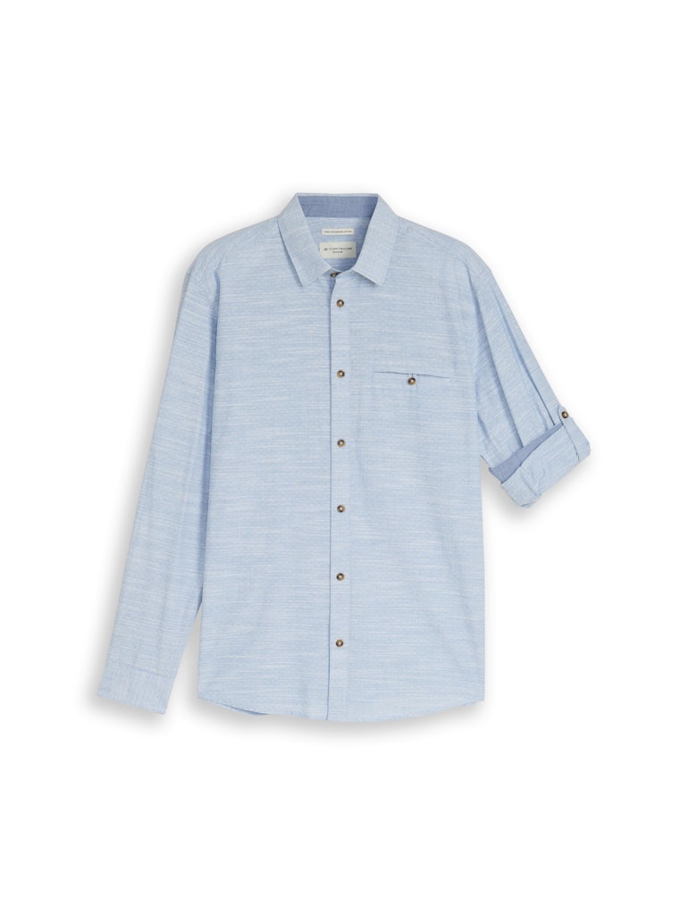 Tom Tailor Herren Hemden lang Blue Petrol Str