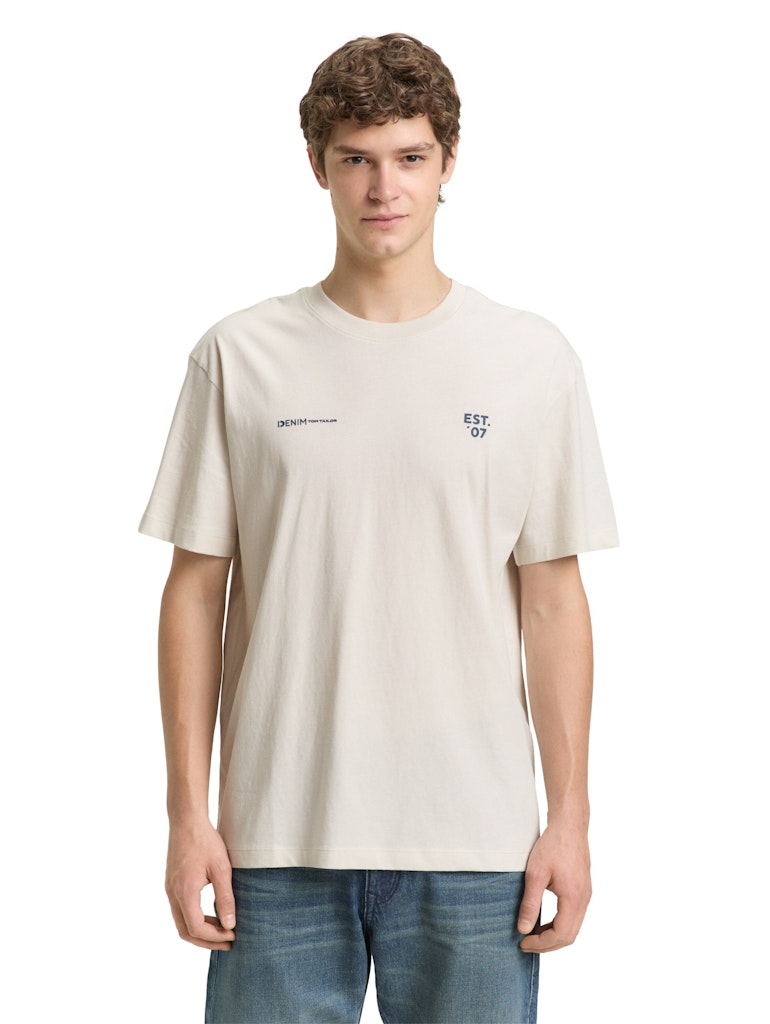 Tom Tailor denim Herren T-Shirts kurz Greyish White